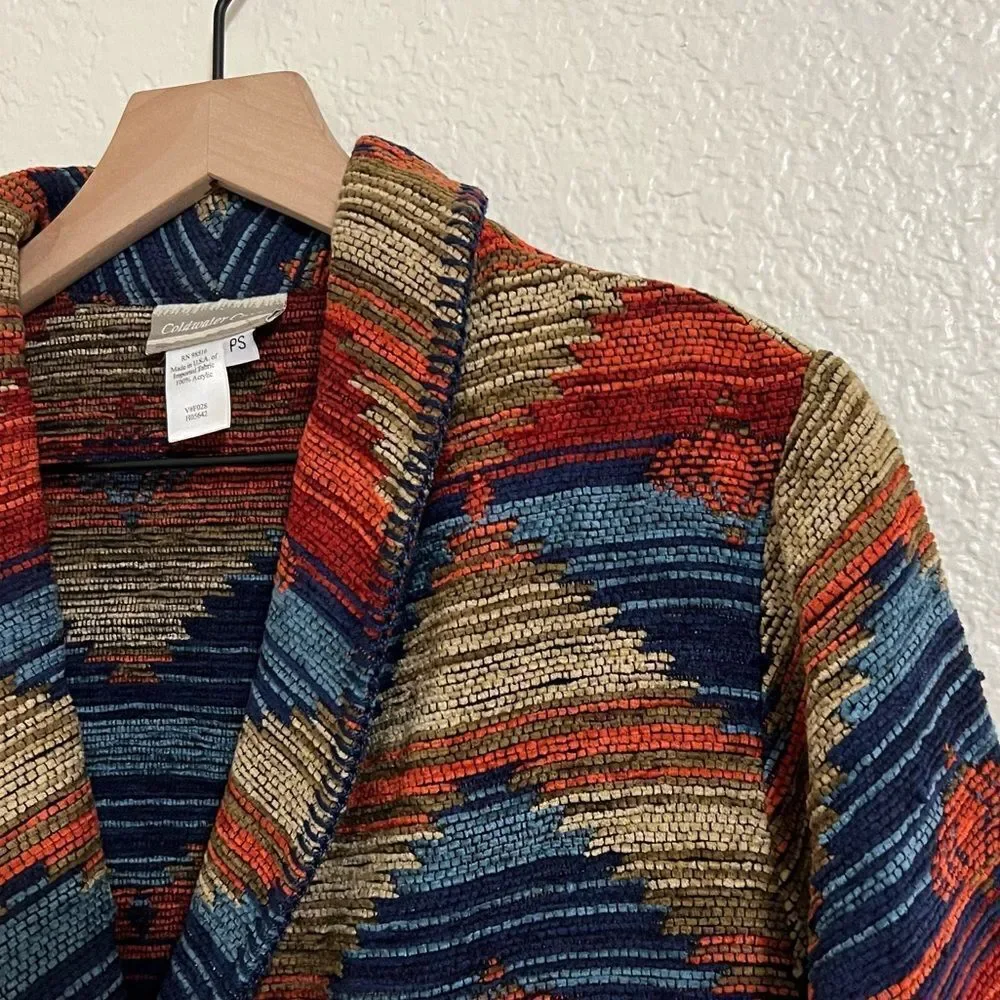 Vintage Coldwater Creek Bohemian Aztec Southwestern Blanket Jacket Size Petite S
